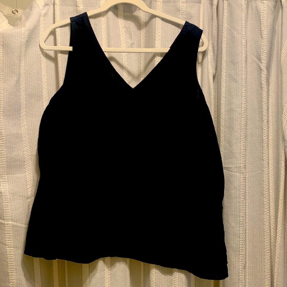 Black oversized tank top. Linen blend, size 16/18. Perfect summer top!
